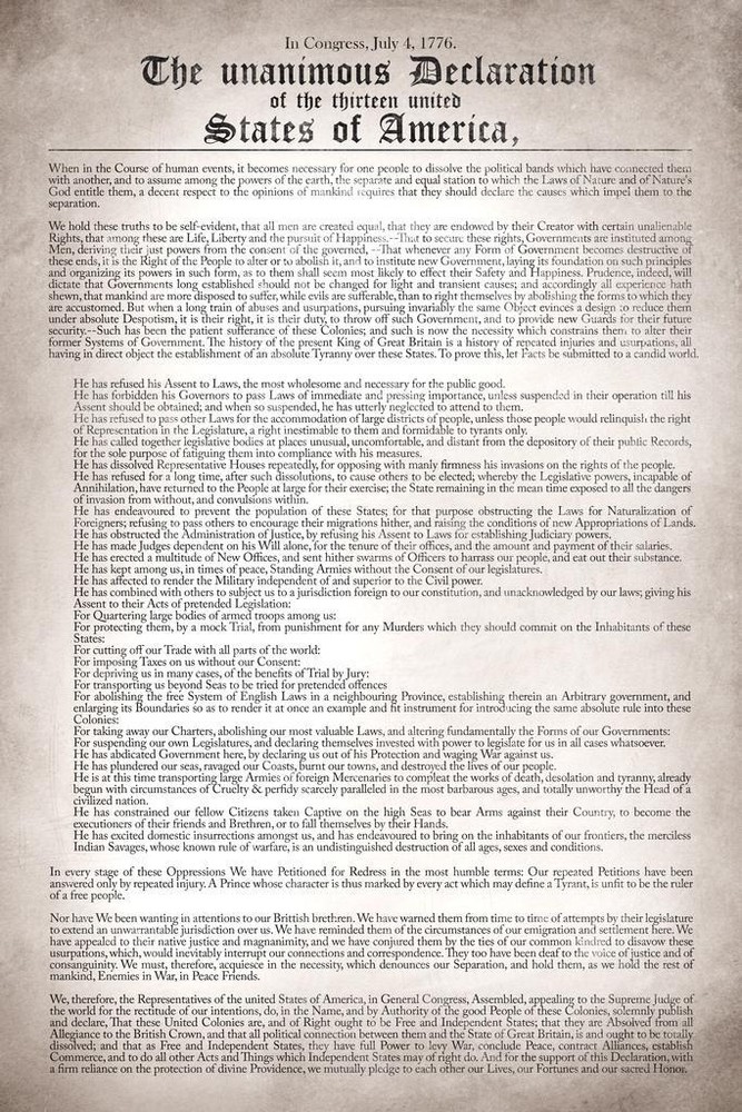 Declaration Independence Remastered Readable US History Art Print Poster 16x24