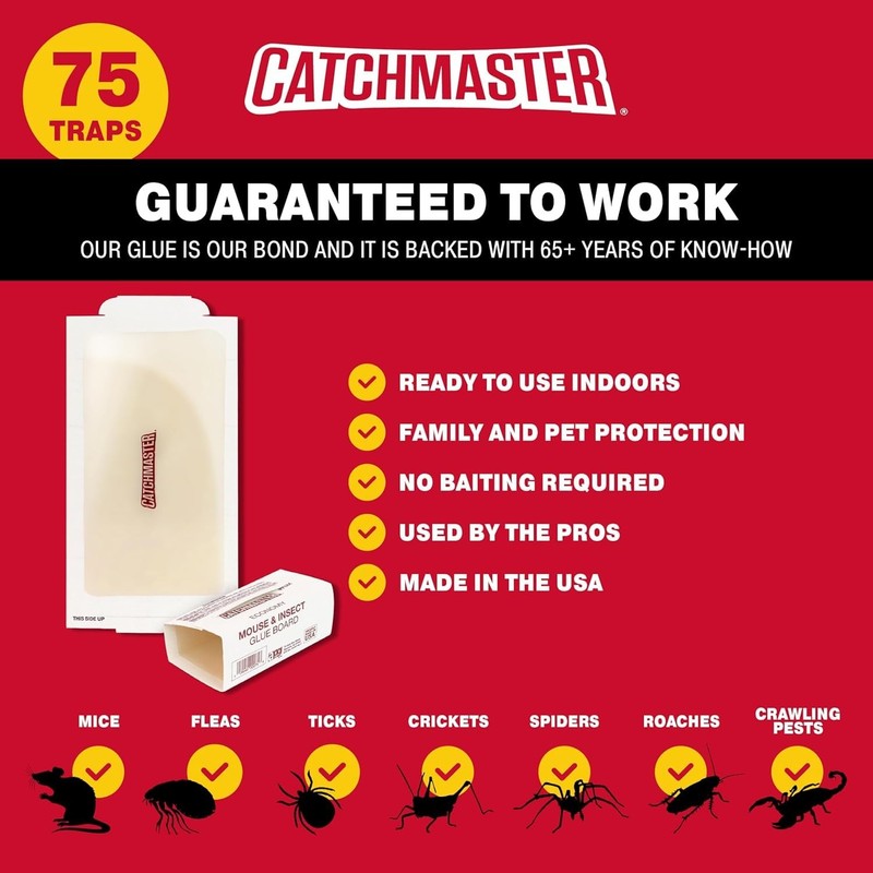 Catchmaster Compact Sticky Insect & Mouse Traps 7" x 3.5" (75 Pack), White gallery