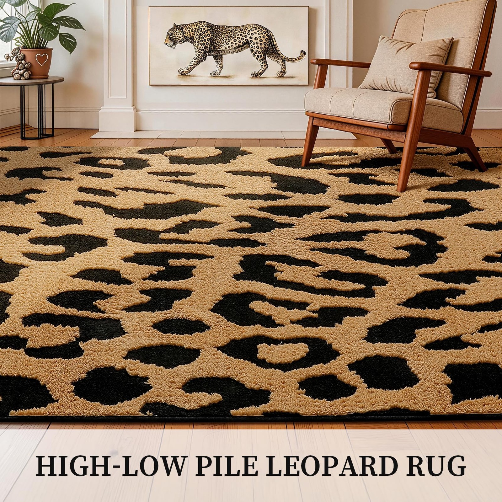 Area Rug 6 x 9 Leopard Washable High Low Pile Plush Non Slip YIHOUSE Rugs Soft gallery