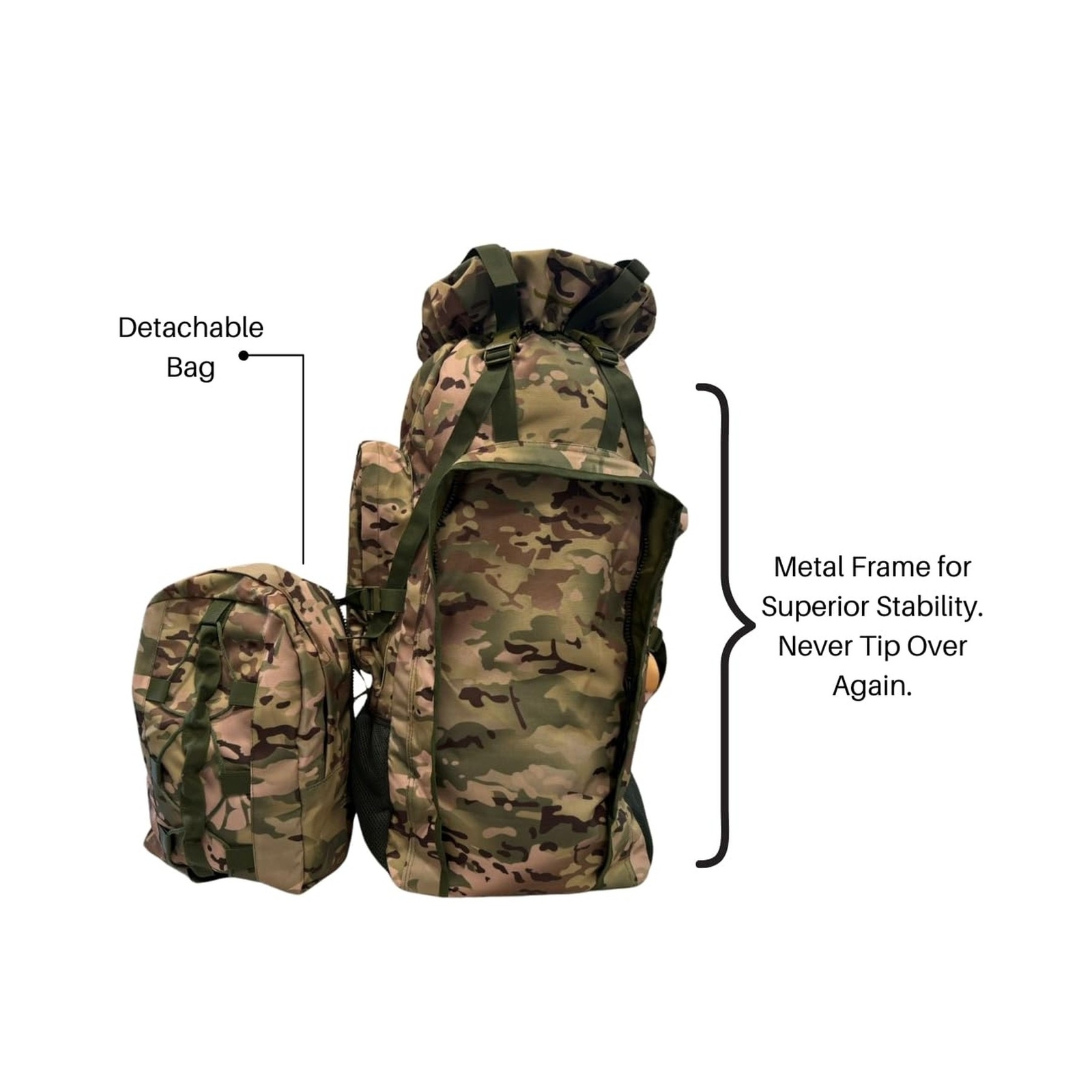 Boundless Performance Metal Frame Rucksack with Detachable Day Pack Great For... 4
