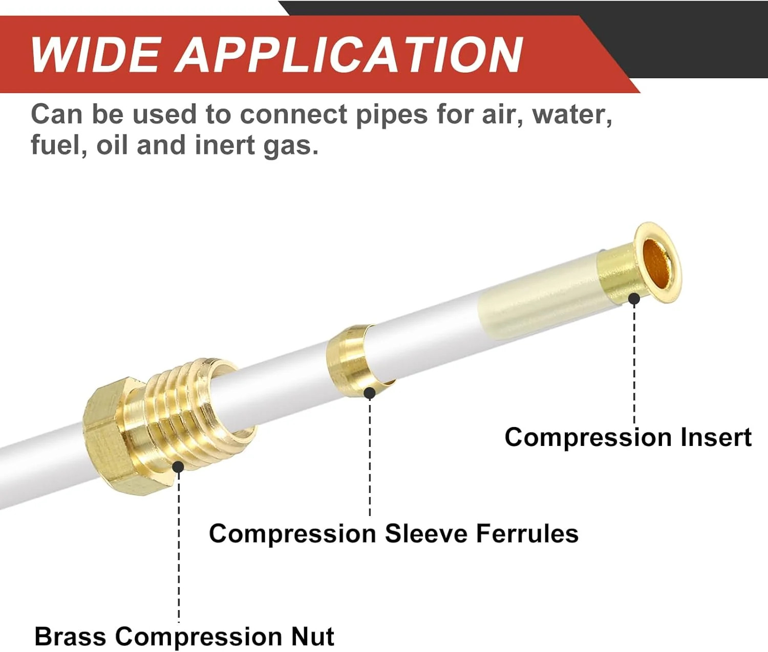 uxcell 4 Set Fit for 4mm Tube Brass Compression Assortment Kit, Sleeve Ferrule & gallery