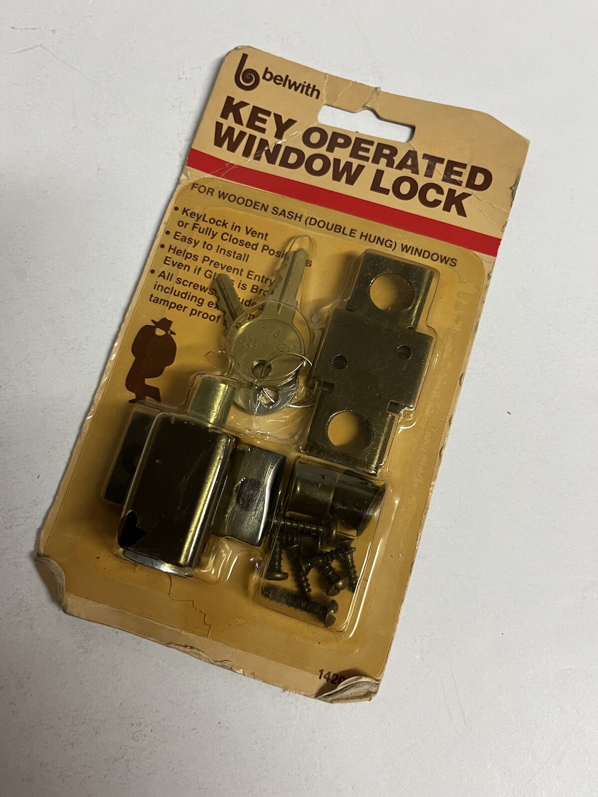 Vintage Belwith Key Operated Window Lock #1420 Brown For Wooden Sash 1980's NEW gallery