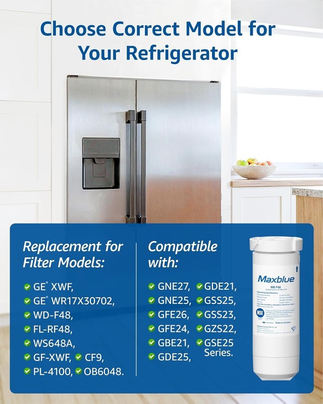 Maxblue XWF Refrigerator Water Filter Replacement for GE® XWF,3 PACK (Not XWFE®) gallery