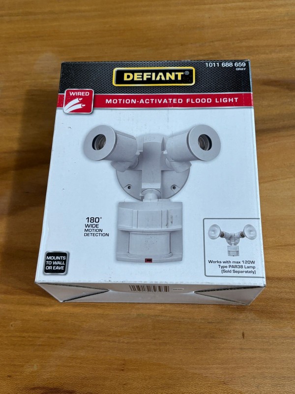 Defiant Motion Activated Flood Light Gray Wired 180° Detection New Open Box gallery