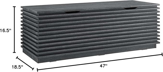 Modway Render 47" Wood Grain Storage Bench in Charcoal gallery