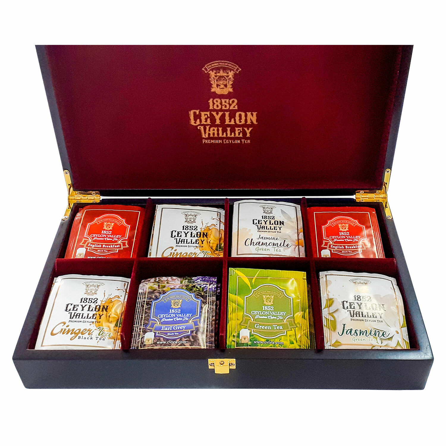 Ceylon Variety Gift Pack 8 Tea Flavors. 64 Enveloped Tea Bags in Wooden Gift Box gallery