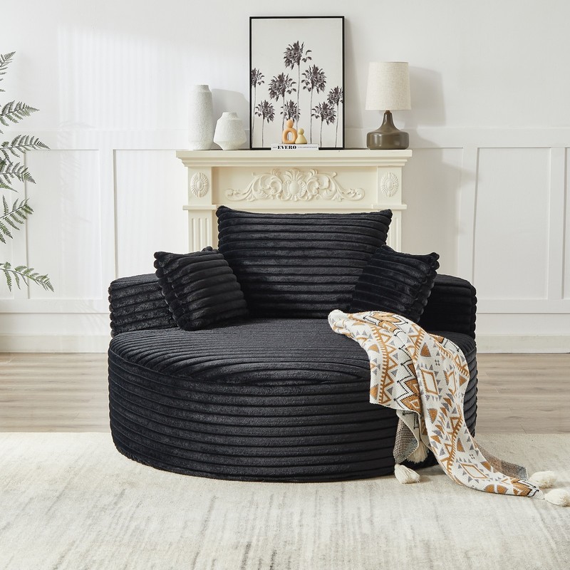 Oversized Round Modular Chaise Lounge Sofa Couch w/Pillows Deep Seat Apartment gallery