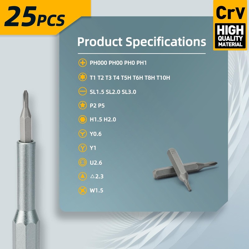 Noisks Precision Screwdriver Set, 25-in-1 Magnetic Mini 25in1, Deep Gery gallery