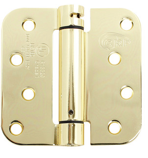Cal-Royal 4 in. Full Mortise Round Corner Spring Hinge in Bright Brass Pack of 2 gallery