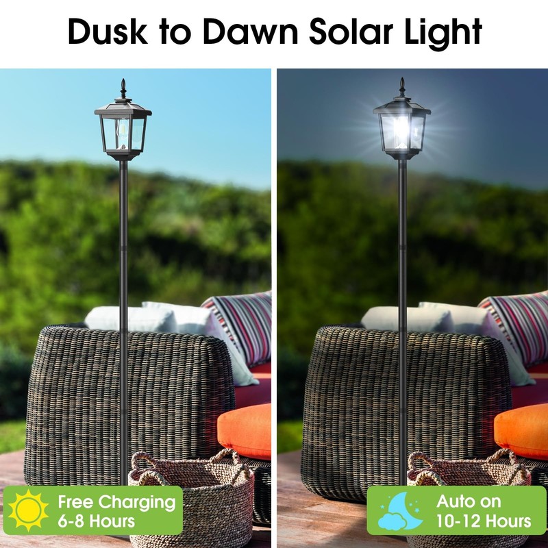 Solar Lamp Post Light Outdoor, Cool White, IP45 Waterproof Solar Post Lights ... gallery
