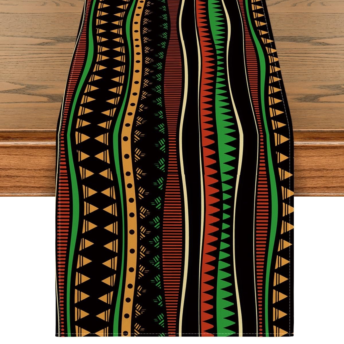 Traditional African Tribal Table Runner 13x72 Inch - Black History Month Decor, gallery