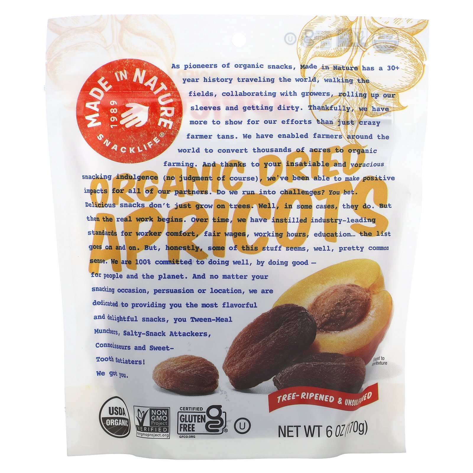 Organic Dried Apricots, Tree-Ripened & Unsulfured, 6 oz (170 g) gallery