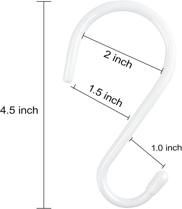 12 Pack 4-1/2 Inch White S Hooks for Hanging, Large Vinyl Coated S Hangers Hooks gallery
