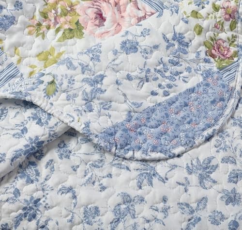 Patchwork, 3-Piece Quilt Set with 2 Shams, Reversible Quilt Set King Blue Rose gallery