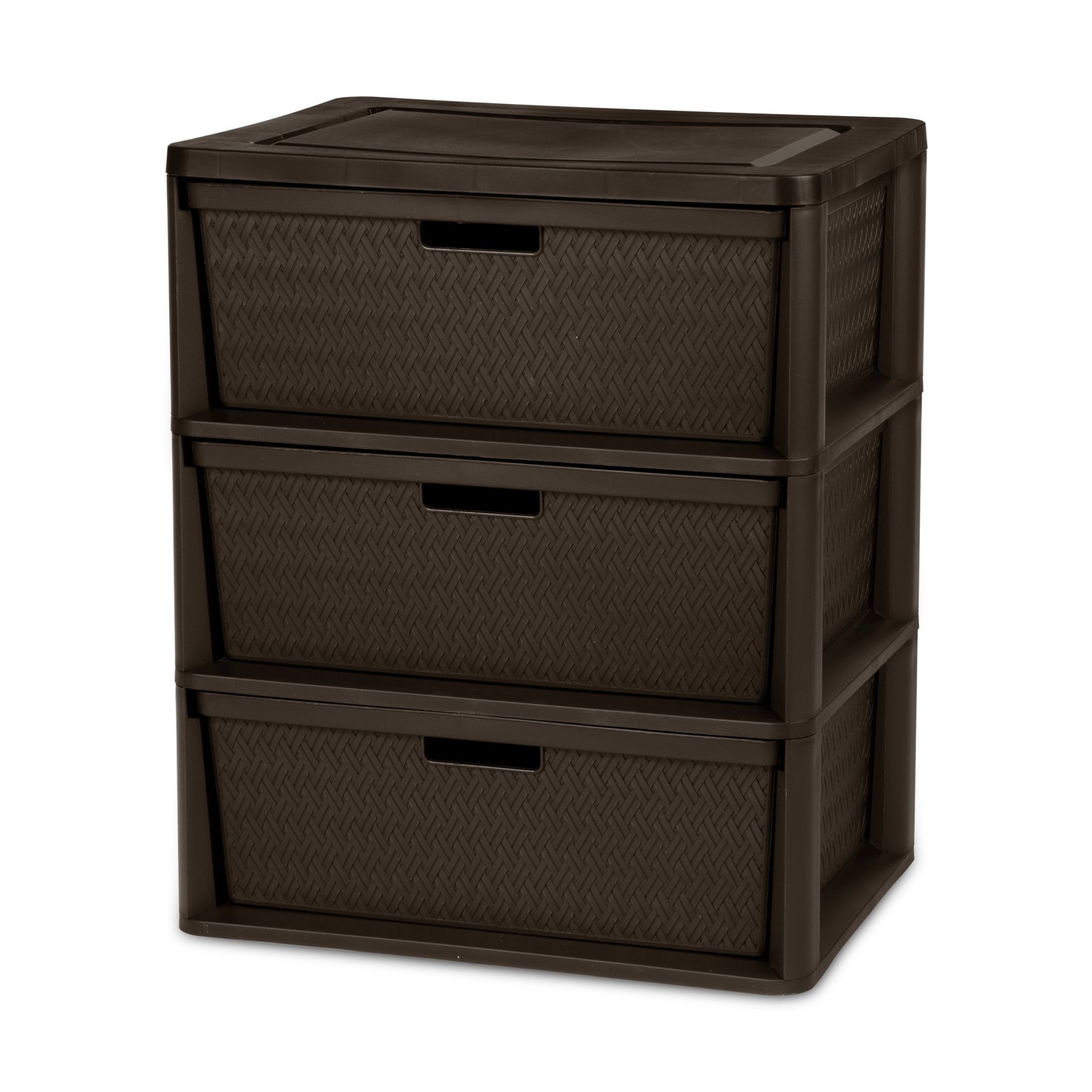 Wide 3 Drawer Tower Easy to Assemble W/ Removable Decorative Cross-Weave Plastic gallery
