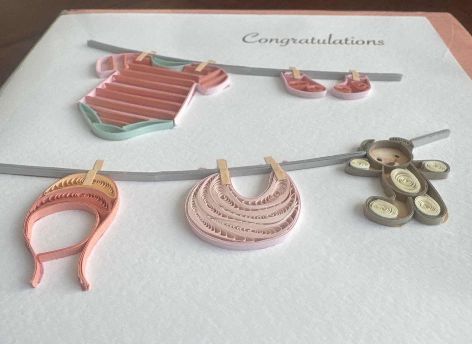 Quilling Card Quilled Congratulations New Baby Girl With Pink Envelope gallery