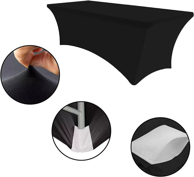 2Pack, 6FT Spandex Table Cover Fitted Rectangular Tablecloth 2PC 6FT Black gallery