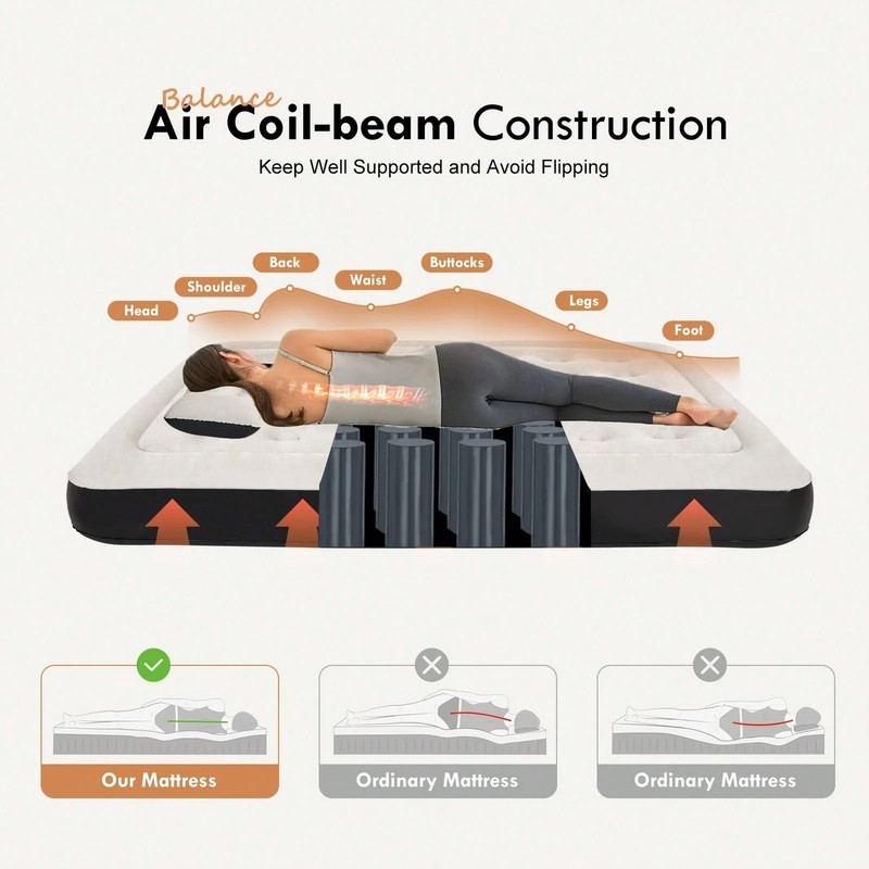 Inflatable Sofa Bed with Headboard Pillow Camping Air Couch No Pump gallery