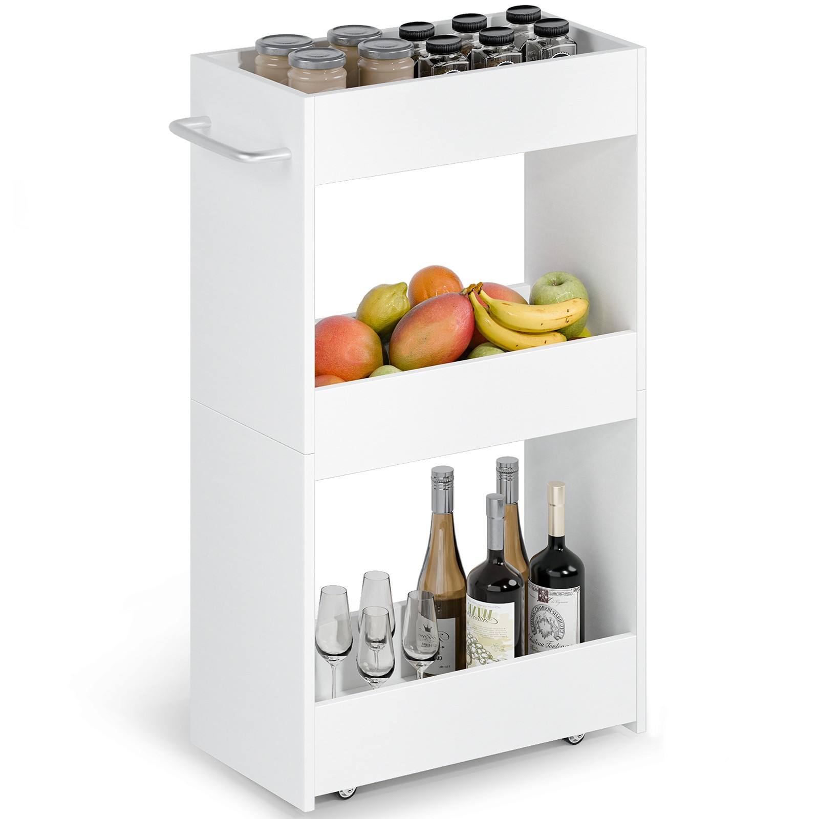 3 Tier Slim Utility Kitchen Cart on Wheels Laundry Room Bathroom Organizer gallery