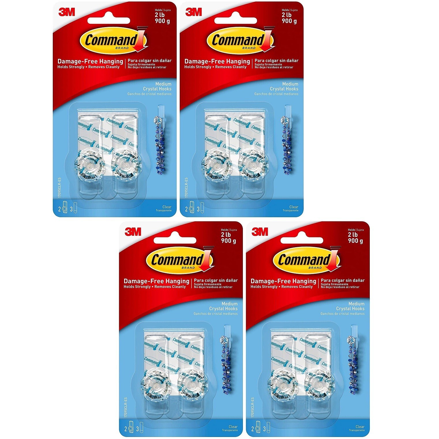 4 Packs 3M Command 2 Medium Crystal Hooks & 3 Adhesive Strips Per Pack Max 2 lb gallery