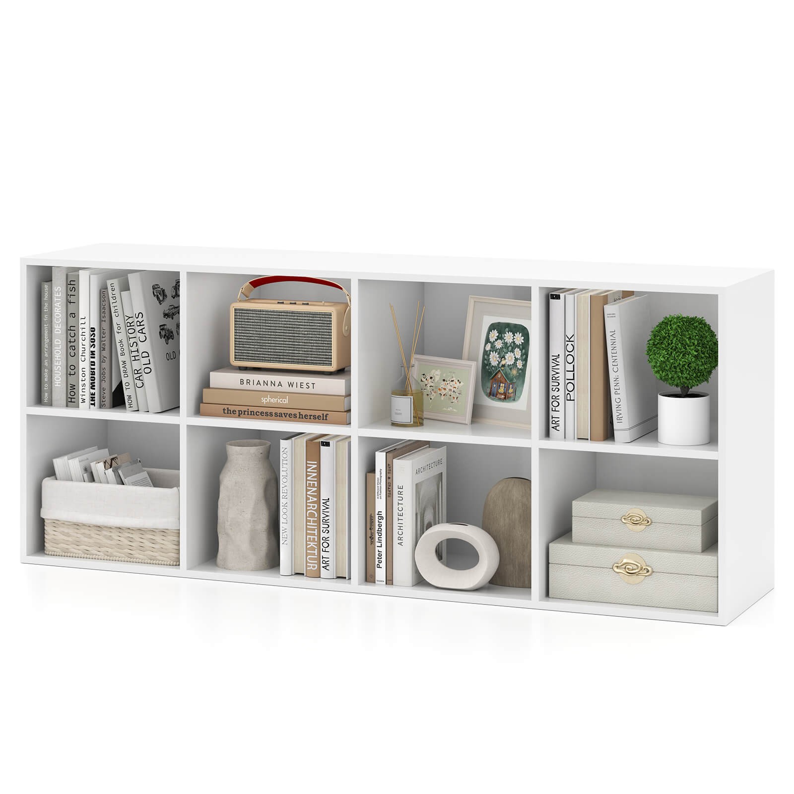 8-Cube Bookcase Bookshelf with 2 Anti-Tipping Kits Storage Organizer Rustic gallery