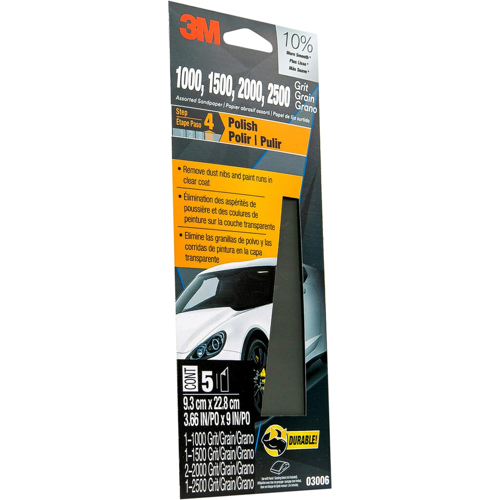 3M Wetordry Sandpaper, 03006, Assorted Grits (1000, 3 2/3 in x 9 in, gallery