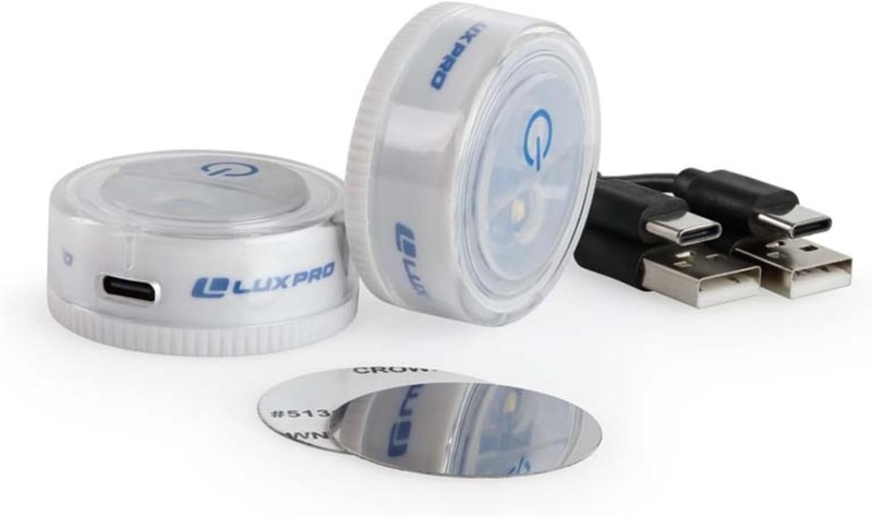 LUXPRO Waterproof Micro LED Rechargeable Puck Lights - Mini Puck Lights - 2 Pack gallery