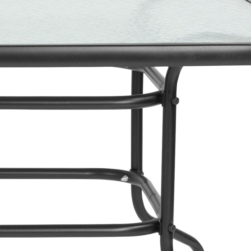 Outdoor Dining Table Patio Rectangular Tempered Glass Metal Choose Your Color gallery