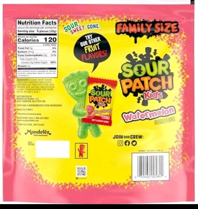 4X SOUR PATCH KIDS Watermelon Soft Chewy Candy Family Size Bag OVER 7LBS gallery