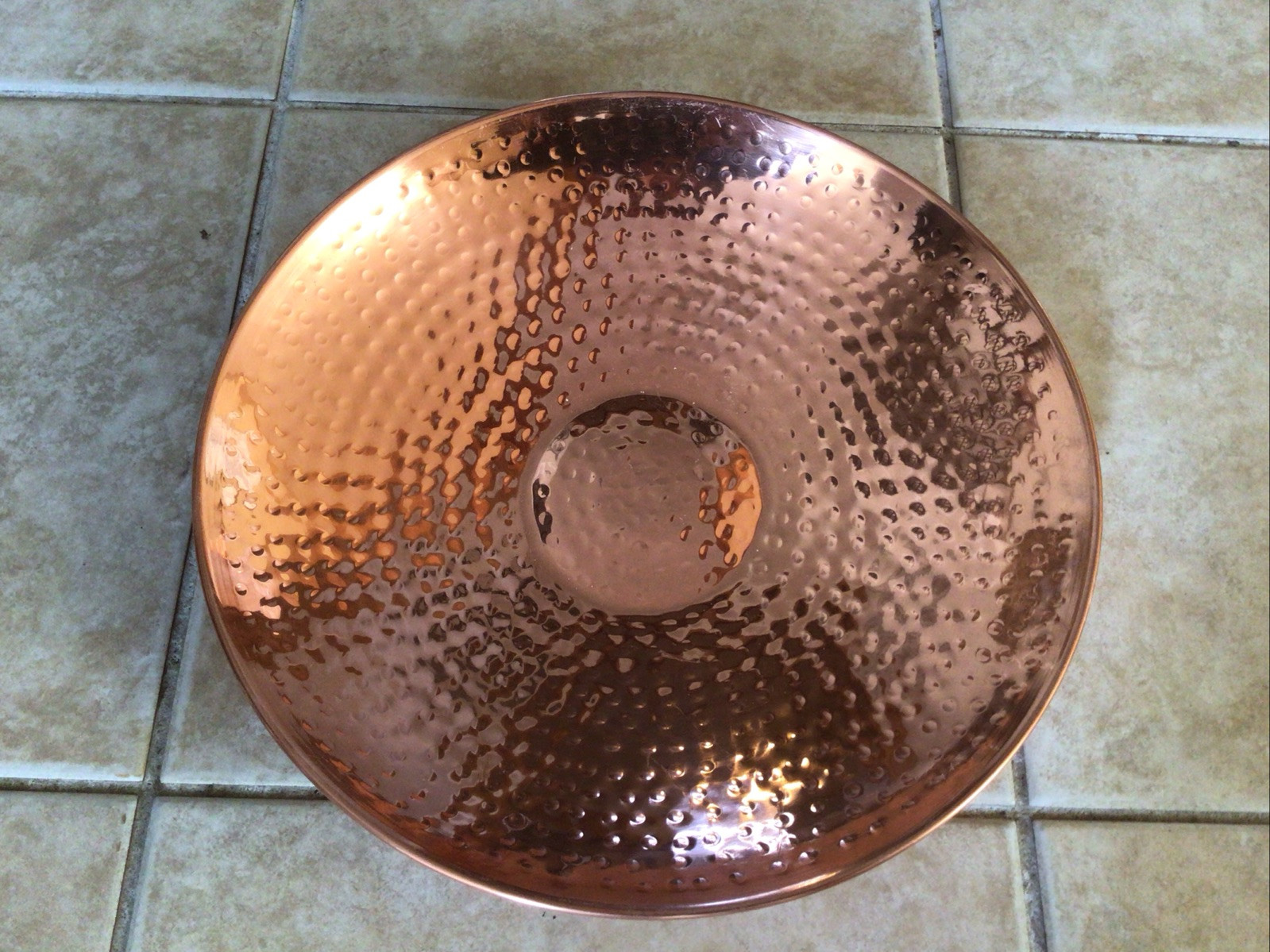 Good Directions Hand Hammered Rimless Polished Copper Bowl Center Piece Only gallery