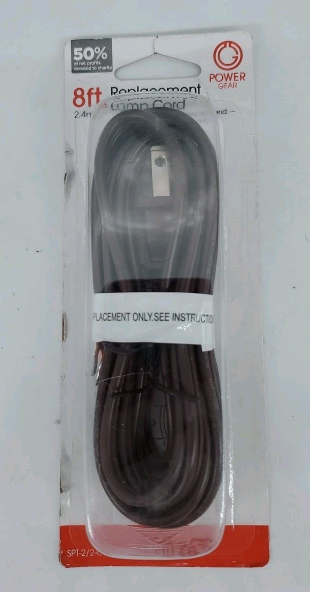Power Gear 8 Ft Lamp Cord, Polarized Molded Plug, 2-Prong, Replacement Jasco gallery