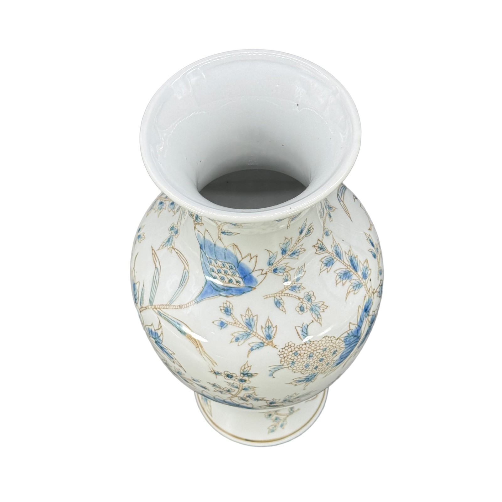 14” Hand Painted Chinoiserie Ceramic Vase – Antique Style Porcelain Flower Bo... gallery