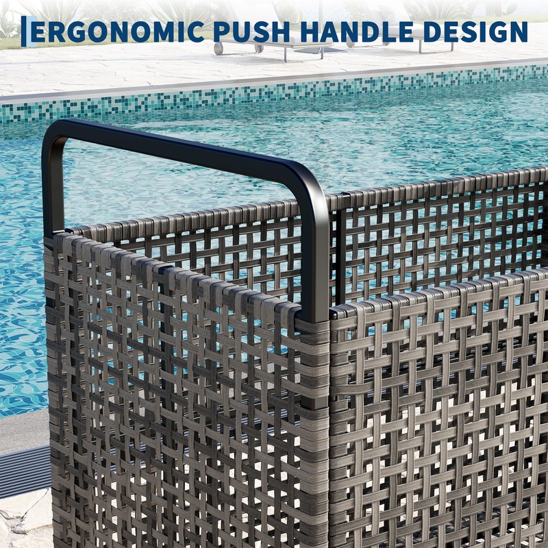 Pool Float Storage Bin Rattan Outdoor Pool Organizer Rolling Pool Storage Bin gallery