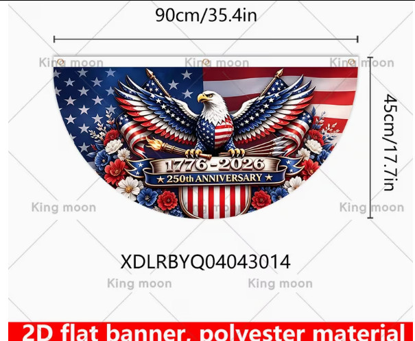 3x - American Independence Day Semicircular 2D Banner, Floral Eagle Shield Party gallery
