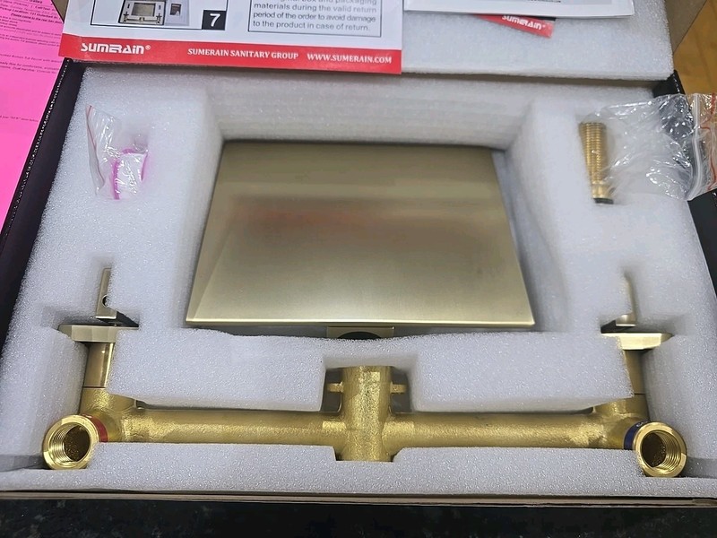 Sumerain 2 Handle Waterfall Roman Tub Faucet Filler – Brushed Gold - S2150W-BG gallery