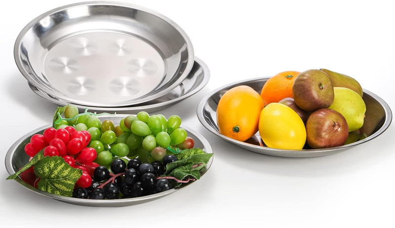 10 Pack Stainless Steel Dinner Plates, 10" round Kitchen Metal Dish Plates, Rust gallery
