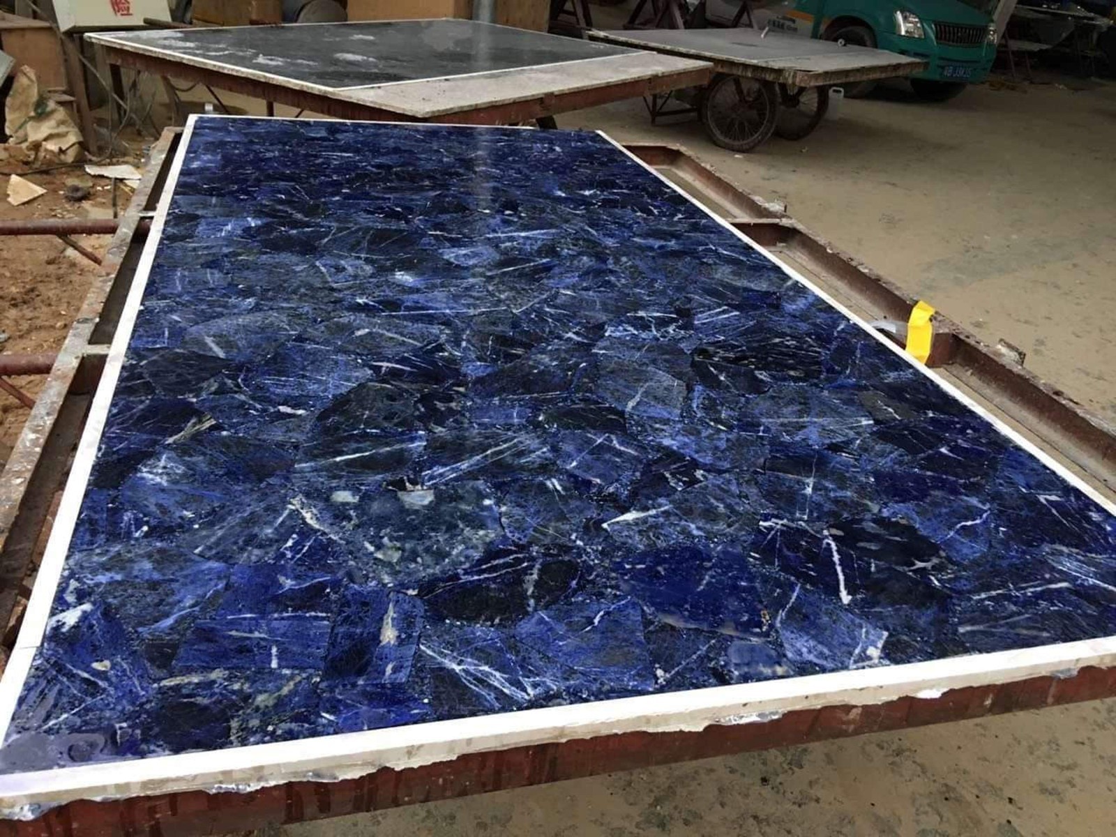 Sodalite Coffee Table Top for Home Deco | 12 x 12 Inches Blue Stone Patio Table gallery
