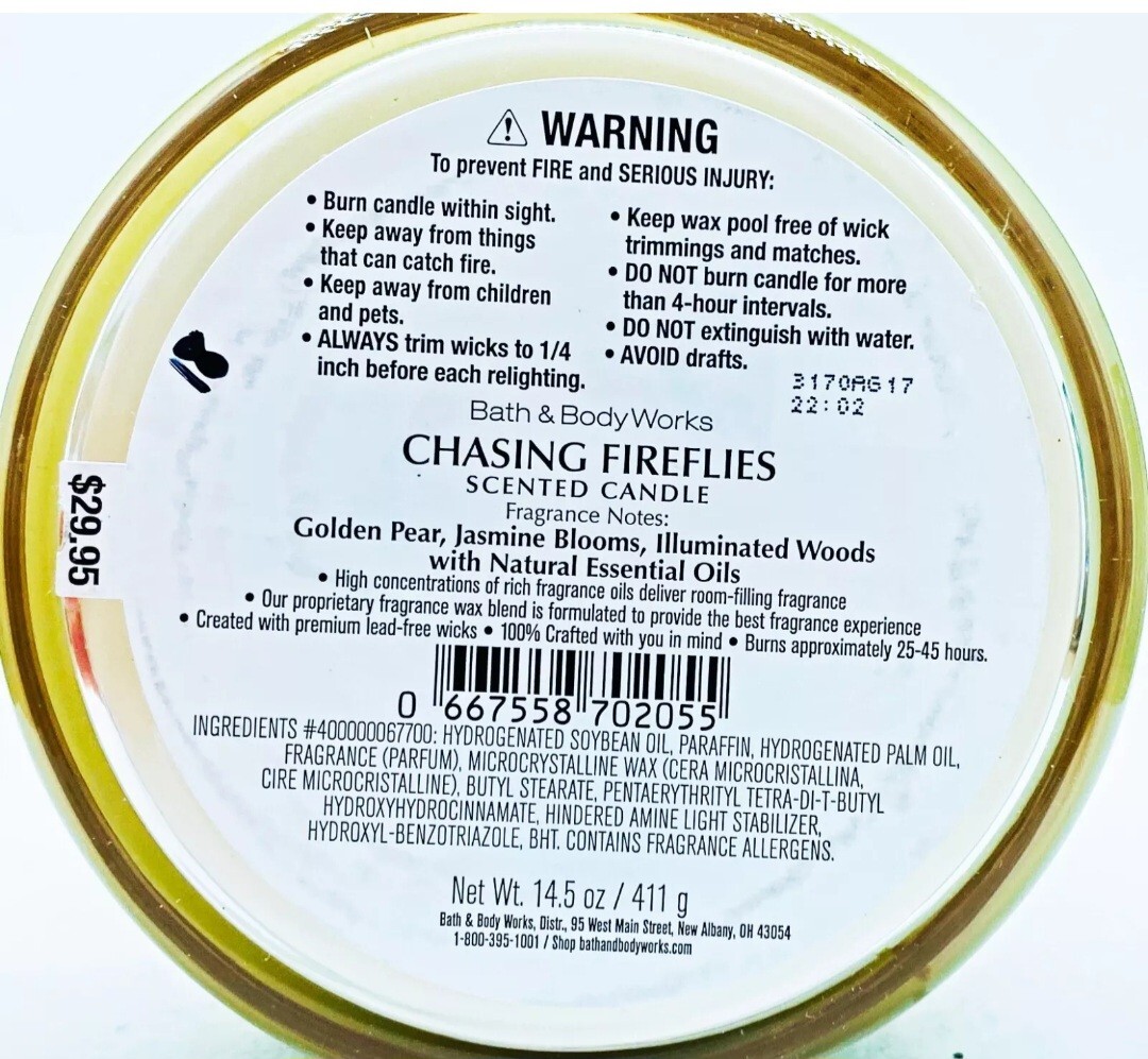 1 Bath & Body Works CHASING FIREFLIES Large 3-Wick Scented Candle 14.5 oz. gallery