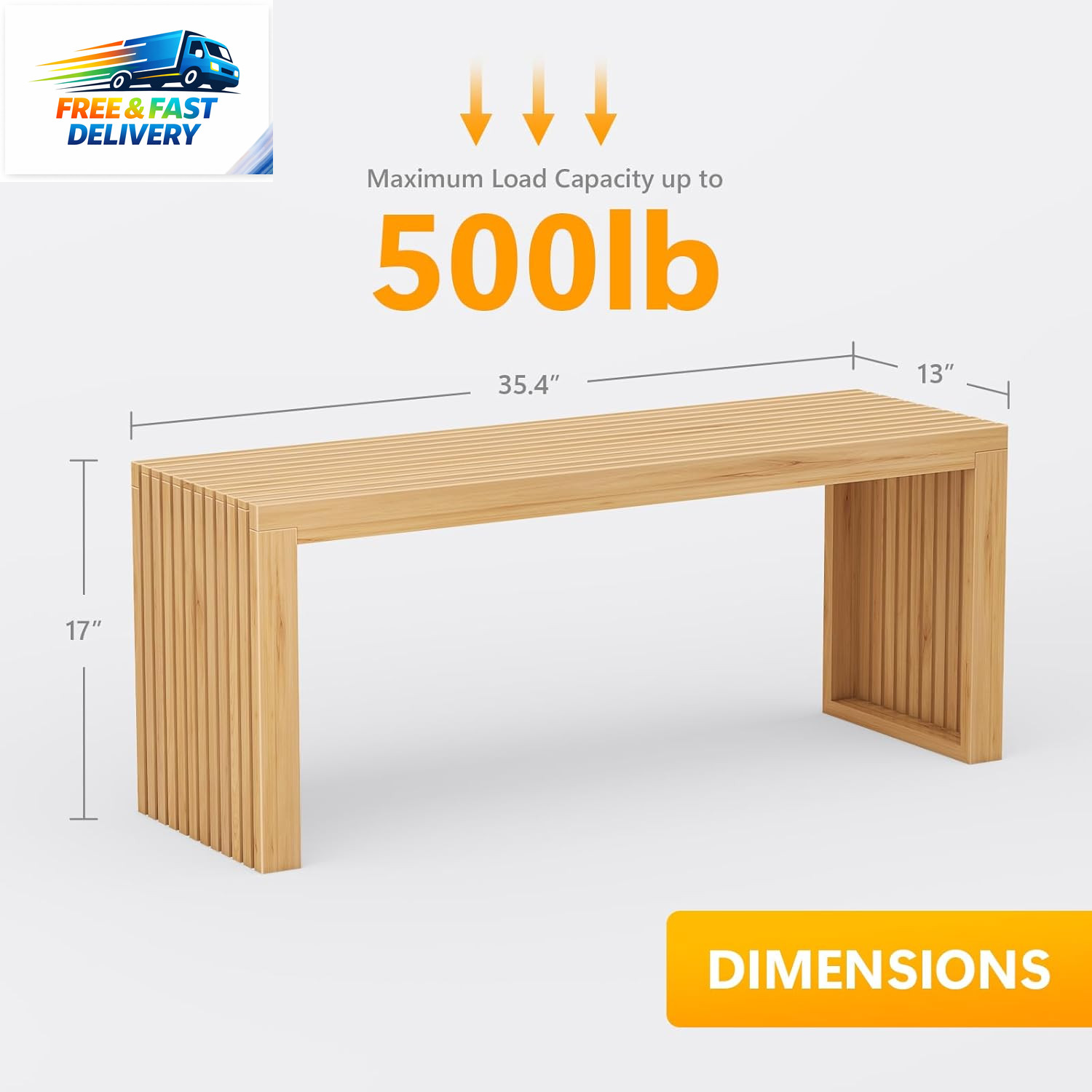 Bamboo Dining Bench, 35-Inch Sleek Design Entryway Shoe Rack Bench, Indoor Kitch gallery