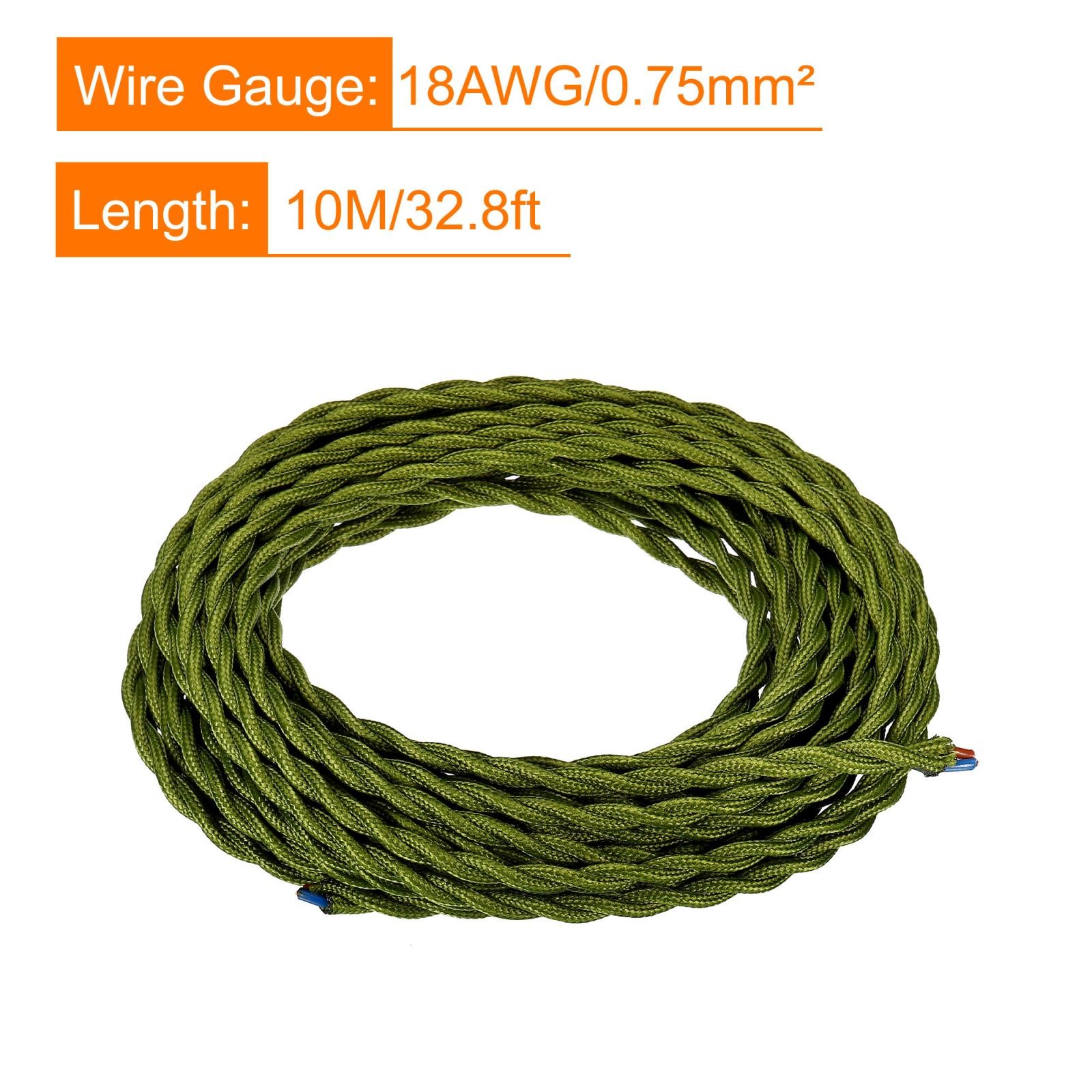 Twisted Cloth Covered Wire 2 Core 18AWG 10m/32.8ft,Electrical Cable,Green gallery