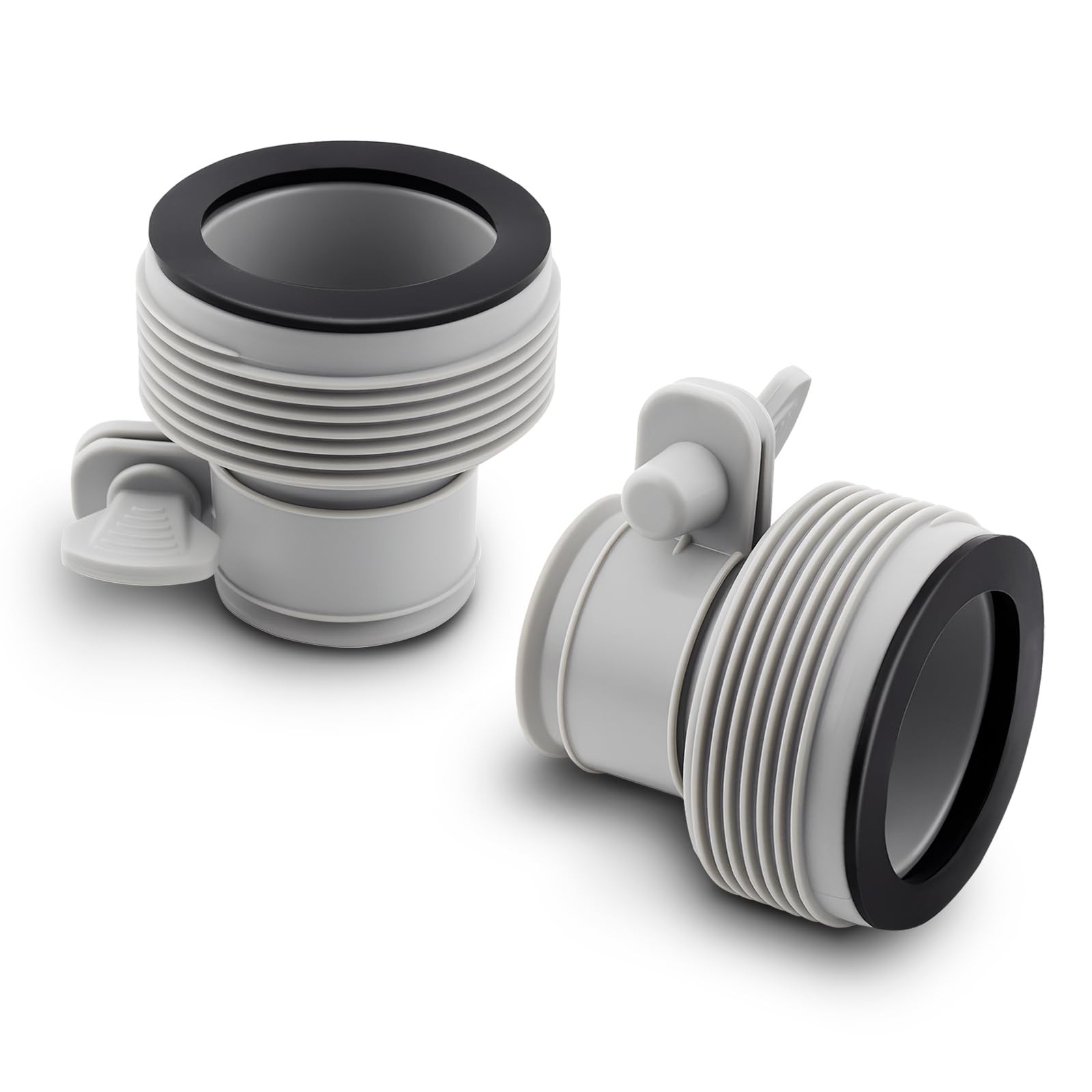 2 Pack Pool Hose Adapter Type B, 1.25" to 1.5" Conversion 2*2.2 in, Gray gallery