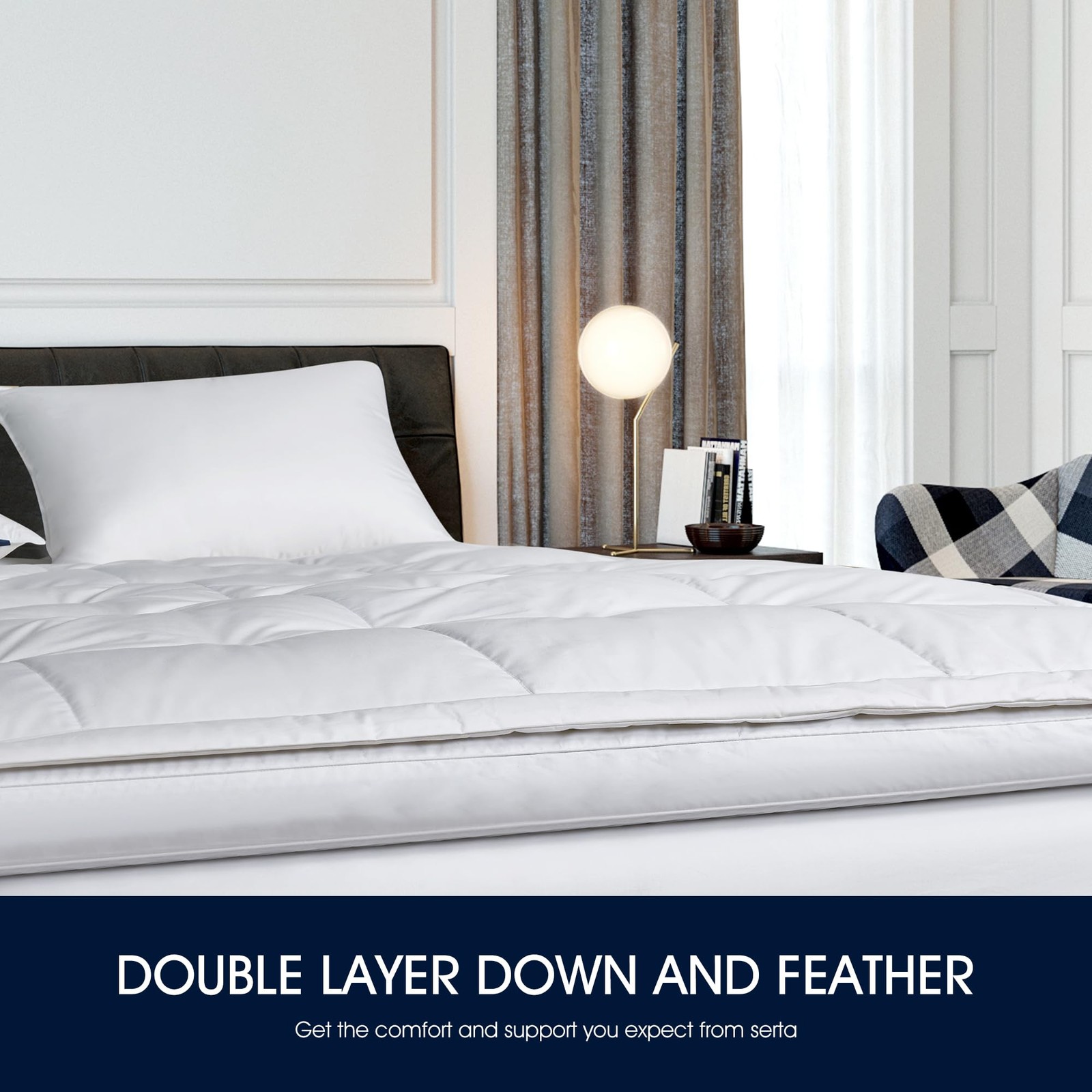 Serta Feather And Down Fiber Pillow Top Mattress Topper Full Size - 233 Thread gallery