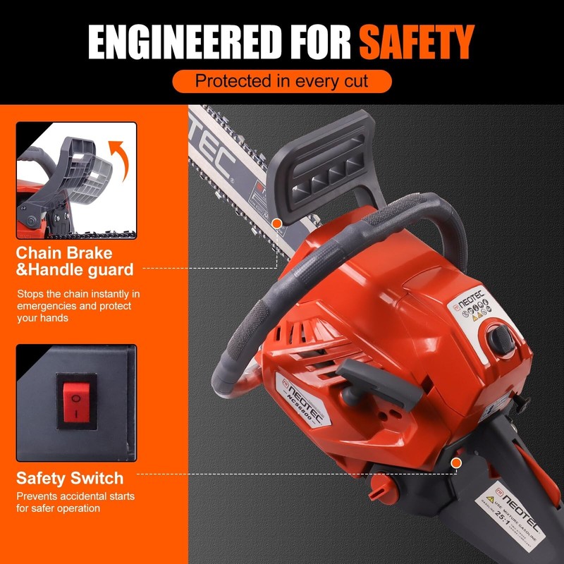 68CC 22'' 24'' Gasoline Chainsaw Powered Wood Cutting Engine Gas Chain Saw 2 Bar gallery