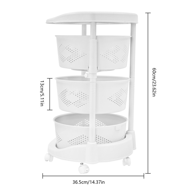 3 Tier Rotating Kitchen Storage Shelf Freestanding Storage Rack Basket Organizer gallery
