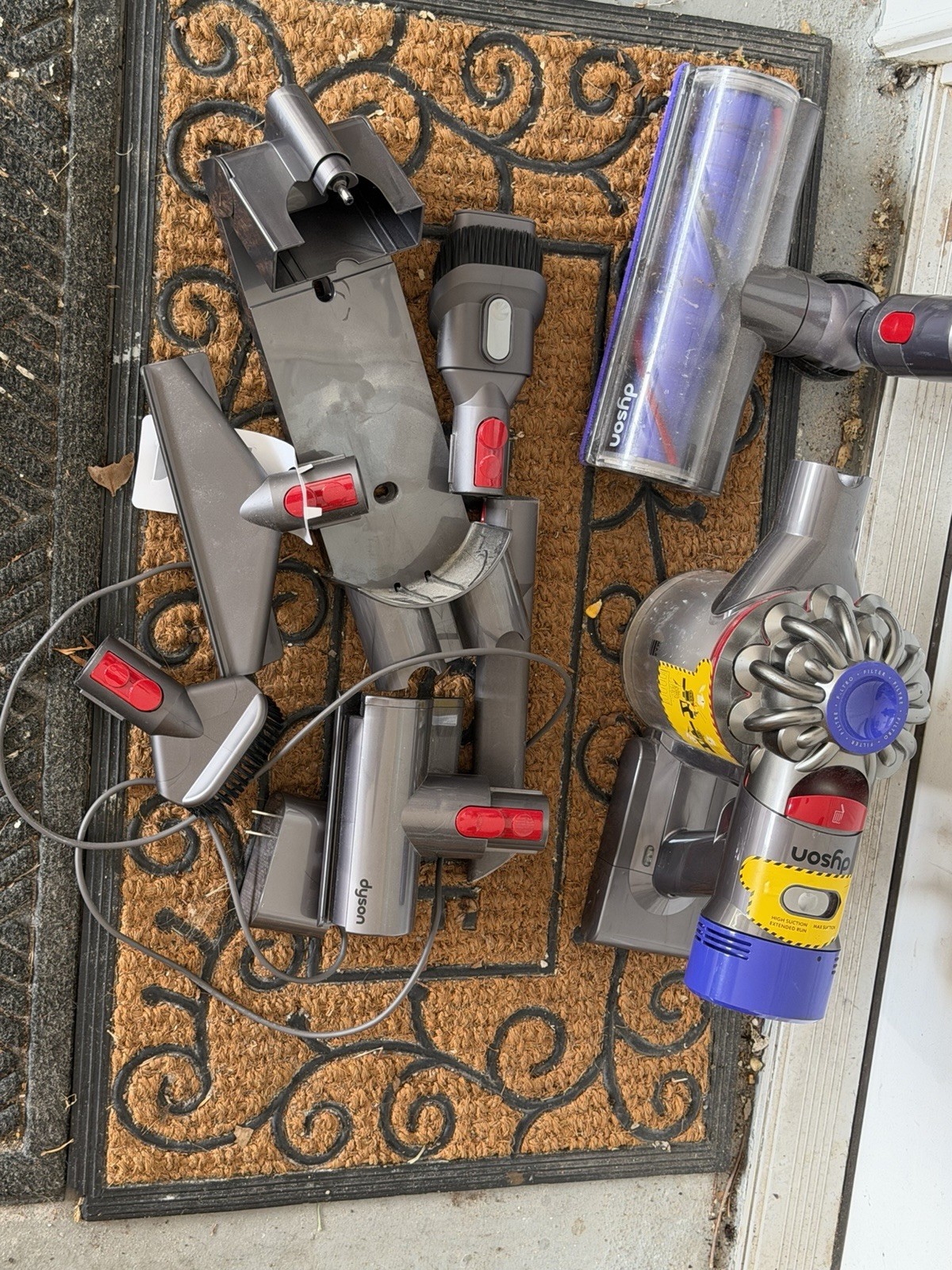 Dyson V8 Cordless Vacuum Silver W Attachments – For Parts - PLEASE READ gallery