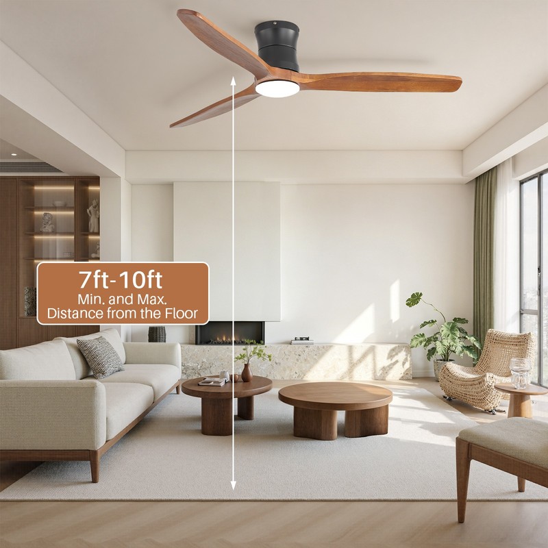 Low Profile Ceiling Fan with Light & Remote Control & 3 Wood Blade 3CCT Dimmable gallery