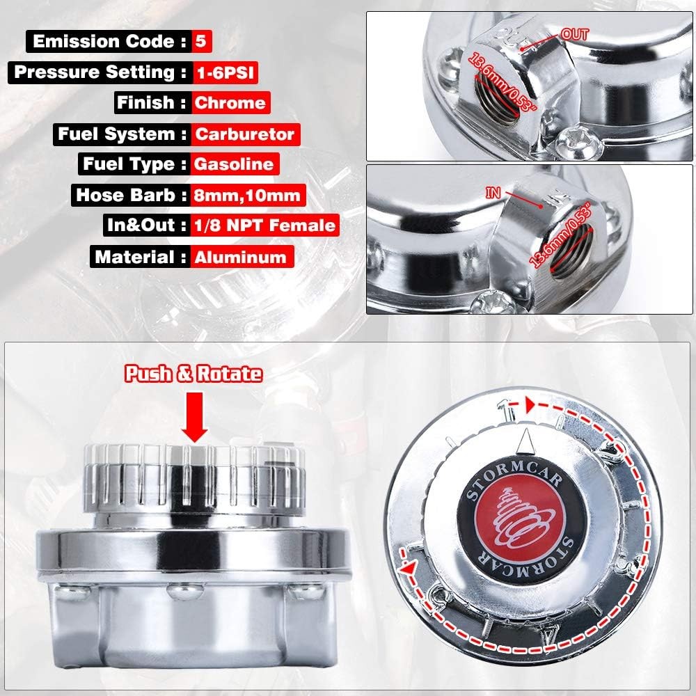 Manual Adjustable Fuel Pressure Regulator Carburettor Carb Fuel Pump FPR gallery
