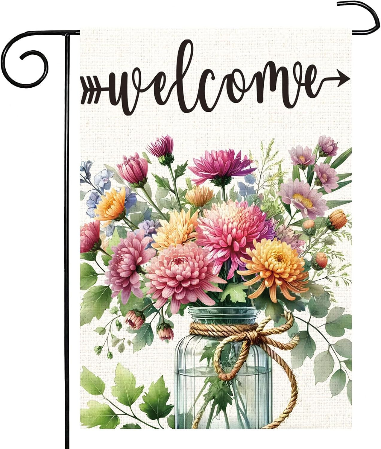 Spring Summer Floral Welcome Garden Flag Double Sided Floral Mason Jar 12X18 Inc gallery
