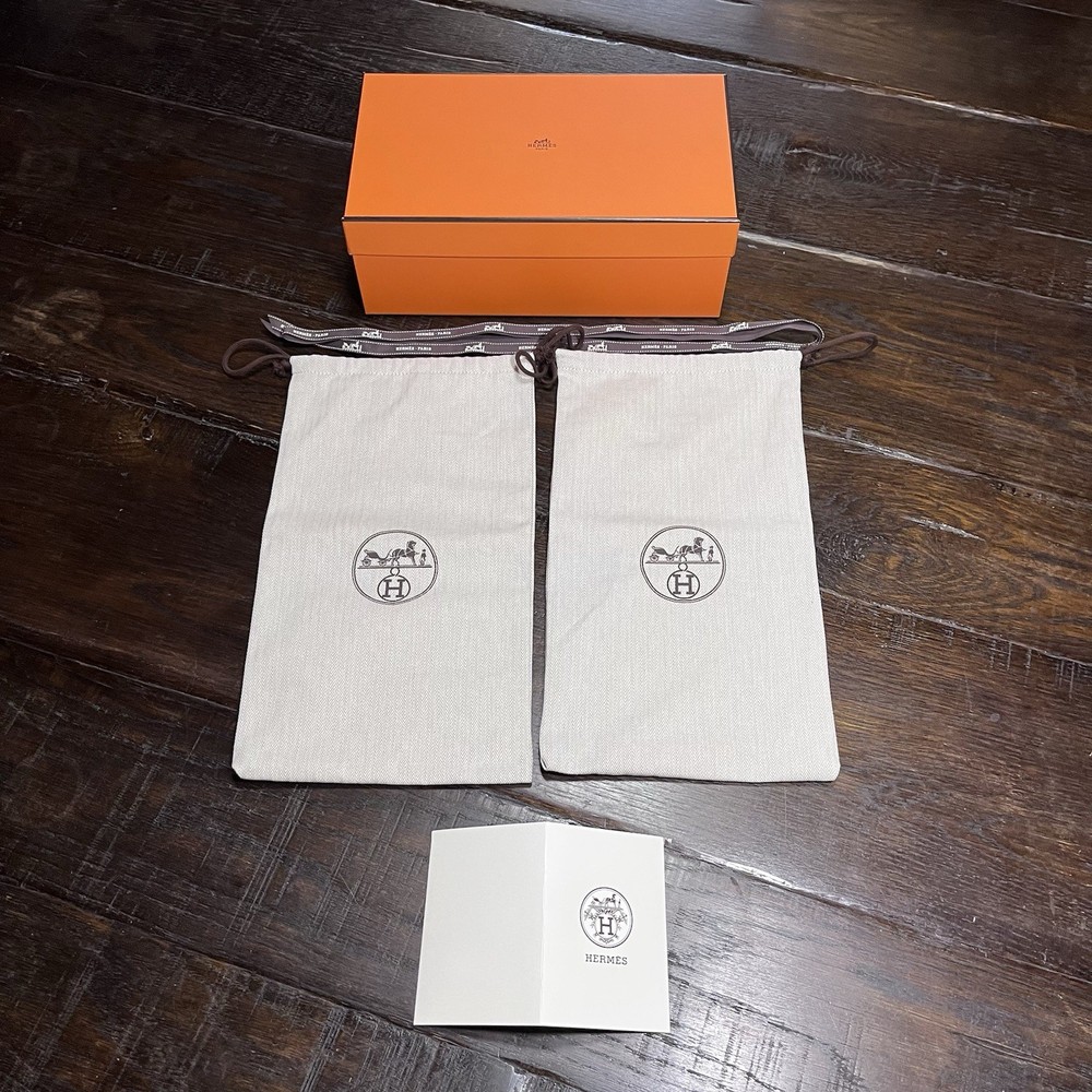 Hermes Box Orange Empty Gift Storage Shoe 13x7.2x5” 2 Dust Bags Logo Ribbon 464