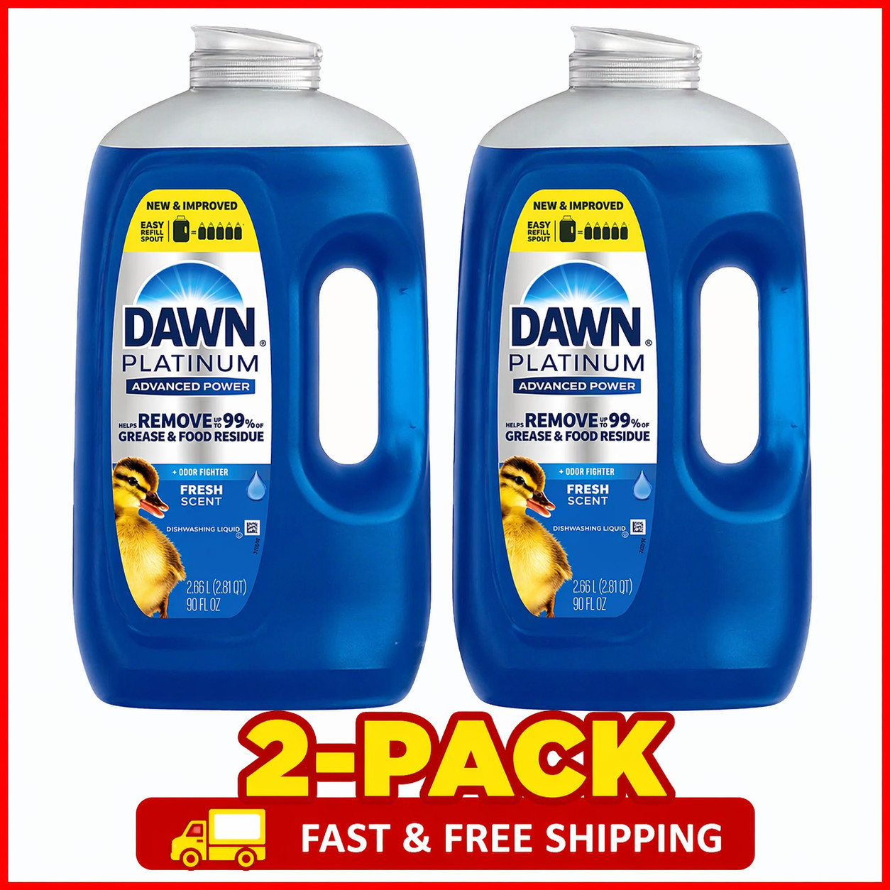 2-Pack Dawn Platimum Advanced Power Dishwashing Liquid, Fresh, 90 fl oz gallery